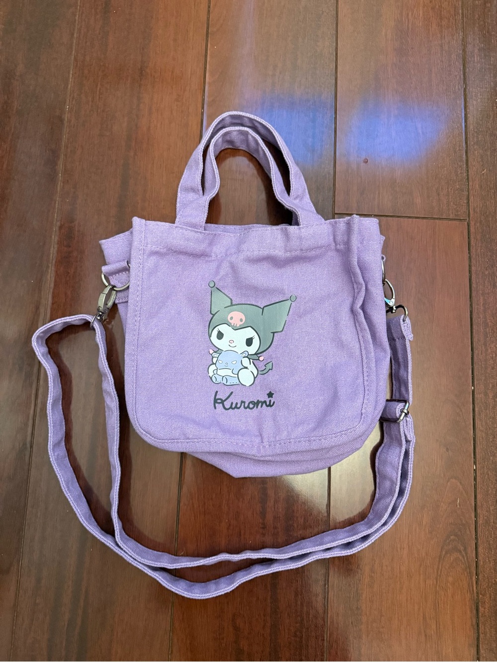 Lavender Canvas Tote Crossbody Bag
